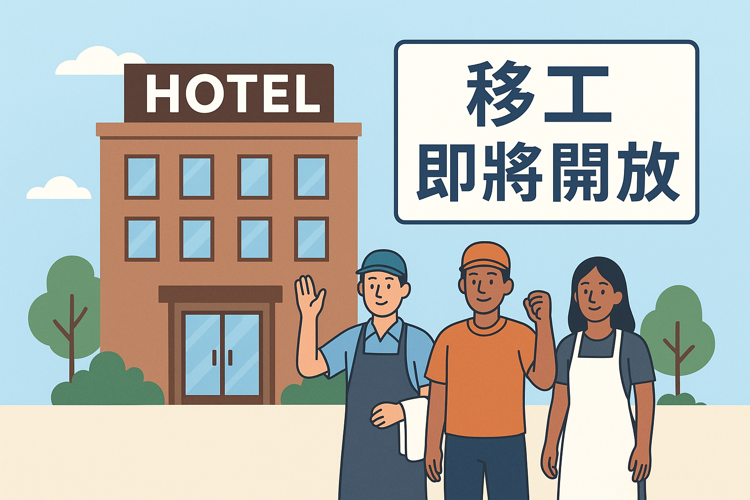 行政院積極研議開放旅宿業引進外籍移工,以審慎態度緩解觀光產業人力缺口!!